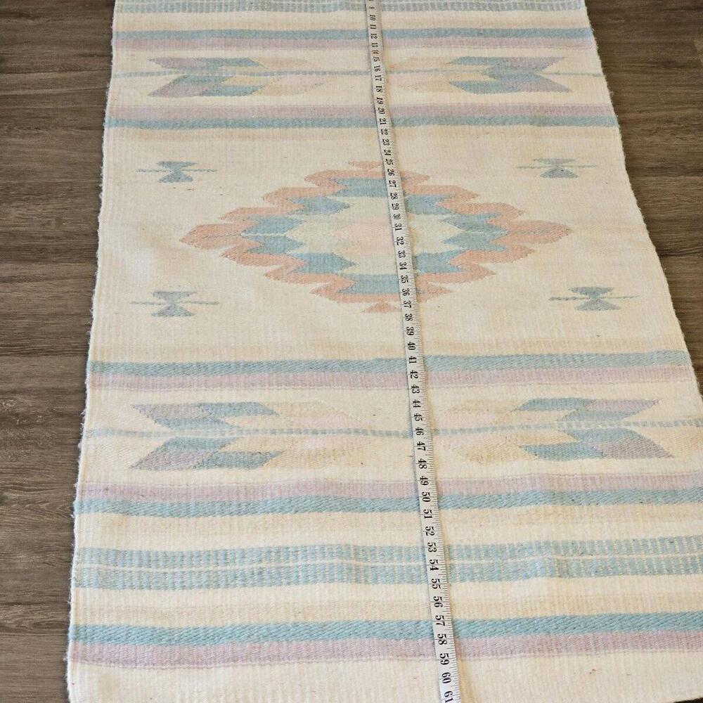 Vintage Southwest Made In Mexico Woven Rug Wall Hanging Tapestry 62"x28" - Picture 11 of 15